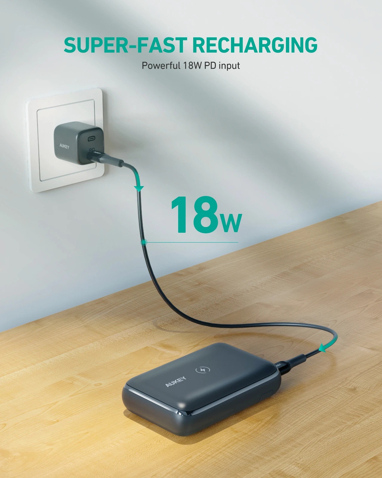 Aukey 20W 10000mAH PD Wireless Charging Powerbank with Kickstand